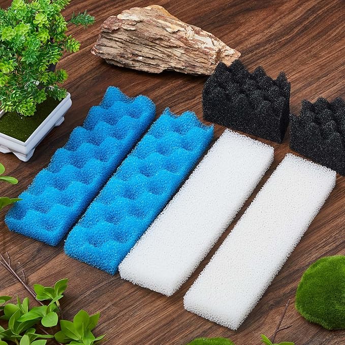 Threlaco 6 Pcs Aquarium Filters Bio Sponge Sets Compatible with Fluval 406/407, Including 2 Blue 2 White 2 Black Bio Sponge for Replacement Filter Media Kit