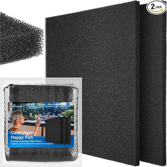 Borlech Aquarium Bio Filter Sponge Pad - Cut-to-Size Aquarium Filter Media for Fish Tank, Pond, Sump - Mechanical & Biological Filtration (18.5"x18.5"x0.8", 35PPI, 2 Pack)