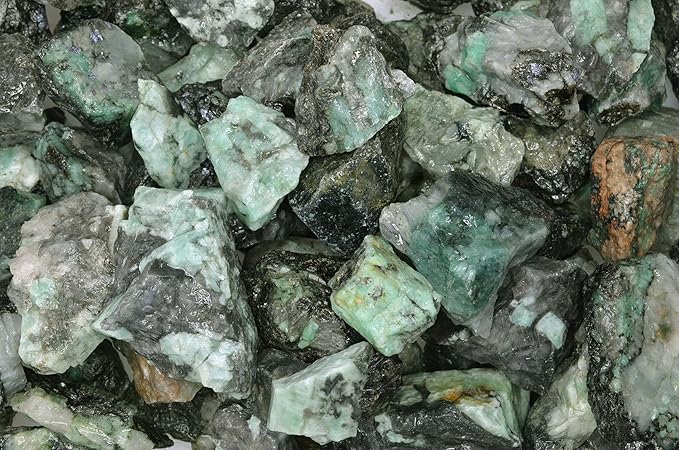 Fantasia Materials: 2 lbs of Emerald Rough Stones from Brazil - Grade 1