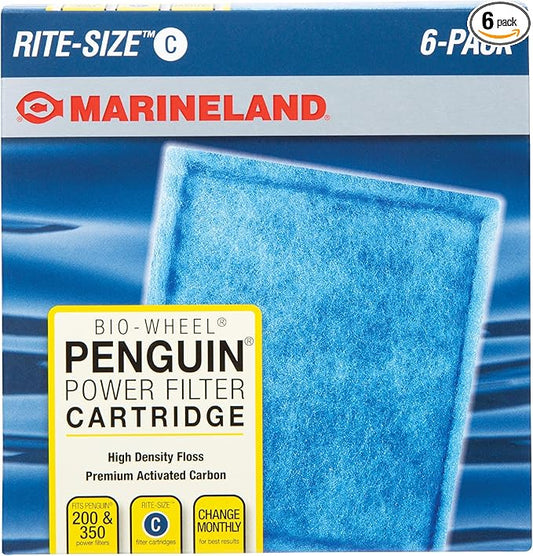 Marineland Penguin Bio-Wheel Replacement Filter Cartridges, Rite-Size C, 6 Count