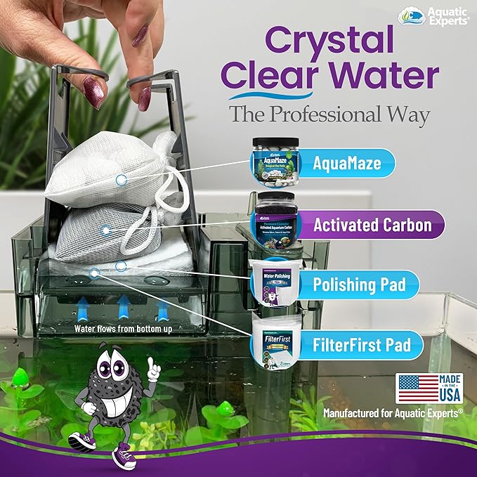 Premium Activated Carbon for Aquariums – 3 lbs Bulk Granulated Charcoal + Four 3" x 8" Fine Mesh Filter Bags, Aquarium Carbon Filter Media for Crystal Clear Fish Tanks