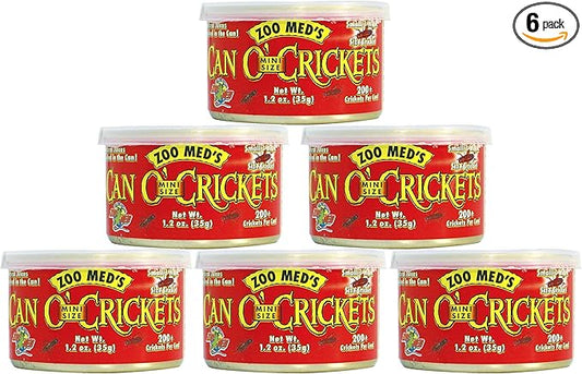 Zoo Med Can O' Mini Size Crickets, 1.2 Ounces, Reptile Bird and Fish Food (6 Pack)