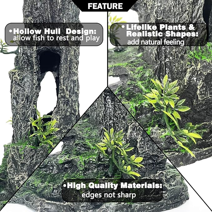 Aquarium Decoration Large and Tall for Fish Tank Rock Thematic Ornaments Aquarium Mountain View Stone Ornaments Aquarium Decor Tree House Cave Fish Tank Landscape - Extra Large