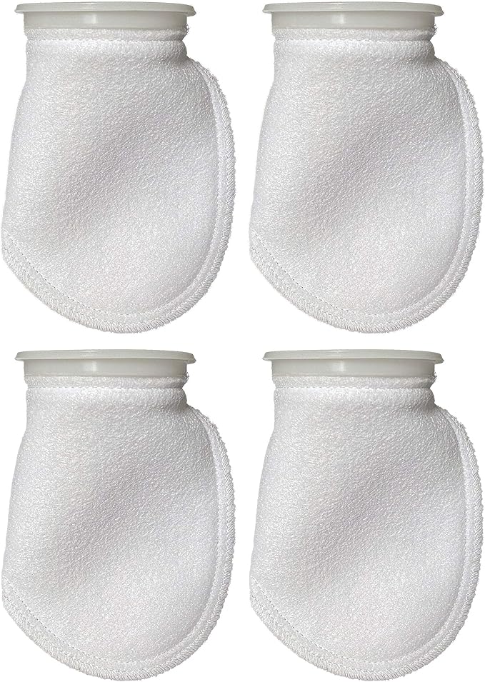 Sock Filters - 200 Micron - Aquarium Felt Filter Bags - Custom Made in USA (4 Inch Ring by 8 Inch Long 4 Pack)