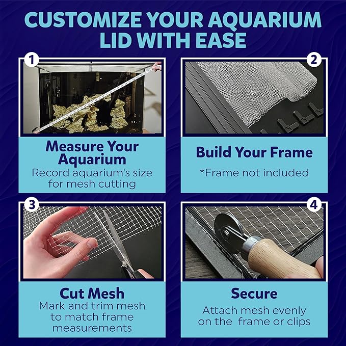 Clear Mesh Netting Material - 4'x5' - Plastic Mesh Screen Netting for Fish Aquarium Screen Top Cover - Aquarium Top - Aquarium Screen (4' x 5')