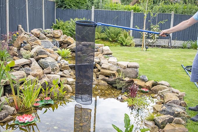 Pond H2o Heavy Duty Koi Fish Transport Sock Net 12 Inch Diameter 48 Inch Long with 15 Inch (40cm) Pole, Koi Sock Net Safely Transfer Pond Fish Not Waterproof Soft Netting, Interchangeable System
