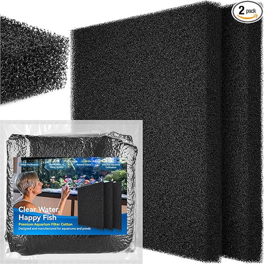 Borlech Aquarium Bio Filter Sponge Pad - Cut-to-Size Aquarium Filter Media for Fish Tank, Pond, Sump - Mechanical & Biological Filtration (18.5"x18.5"x1.6", 20PPI, 2 Pack)