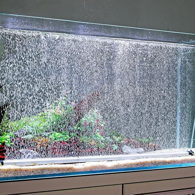 hygger Aquarium Bubble Strip, Nano Air Bubble Curtain Wall Aquarium, Quiet High Dissolved Oxygen Diffuser Fish Tank Bubbler Decorations Self-Sinking for Freshwater Saltwater (27.5 Inch)