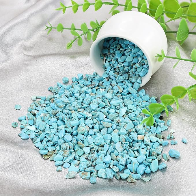 ZHIYUXI Turquoise 1lb Crystal Chips Bulk Fish Tank Decorations Aquarium Rocks Gravel Vase Filler Stones Crystals for Candle Making Witch Kit Gravel for Plants Quartz Sand Gemstone Terrarium Supplies