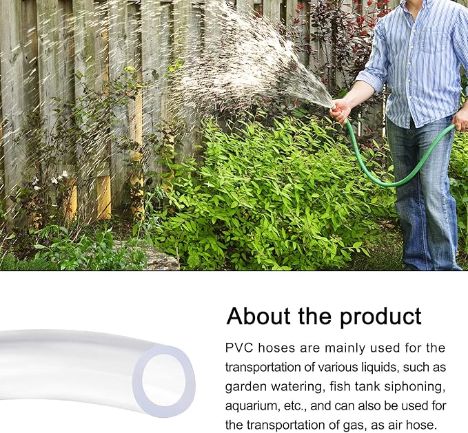 Clear Plastic PVC Tubing Flexible Vinyl Tube, [for Garden Irrigation Water Hose, Fish Tank, Aquarium] - 13mmx18mm/10ft(3meter)