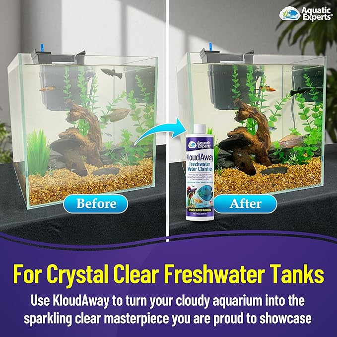 KloudAway Freshwater Aquarium Water Clarifier - Clears Cloudy Water, Water Clarifier for Fish Tank, Made in USA, Aquatic Experts (250 ml)