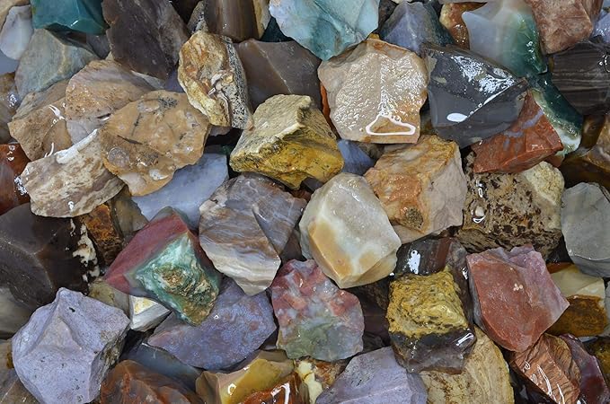 Fantasia Materials: 3 lbs of Assorted Types of Fancy Jasper Rough Stones from India