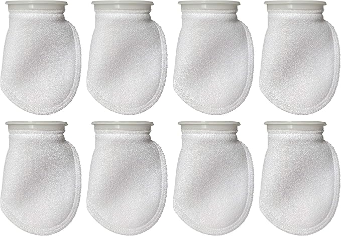 Sock Filters - 200 Micron - Aquarium Felt Filter Bags - Custom Made in USA (4 Inch Ring by 8 Inch Long 8 Pack)