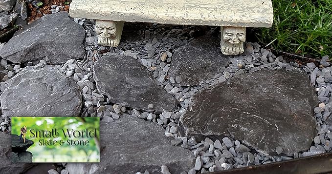 Natural Slate Stone 1 to 3 Inches - USA Sourced and Packaged for Aquascaping Aquariums, Terrariums, Paludariums, Reptile Enclosures, Wargaming, Models, Mosaic Art, Miniature Fairy Gardens (2lbs Grey)