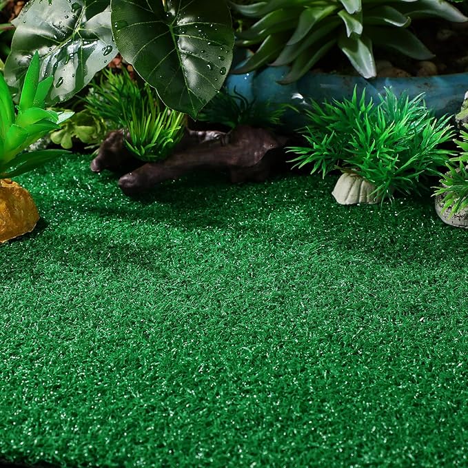 TOYANDONA Artificial Grass Turf - Turtle Basking Platform Accessories Aquarium Grass Mat Artificial Pet Turf for Fish Tank Reptile Terrace Turtle, 19. 6x9. 8 Inch