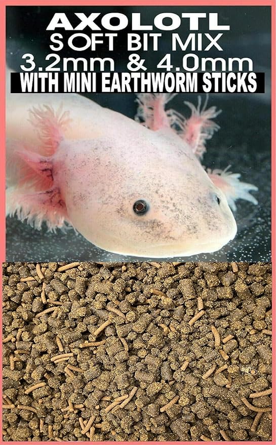 Gourmet Axolotl Soft Food Pellet Mix 3.2mm & 4.0mm & MINI Earthworm Sticks - A103 (Earthworm, 7oz)