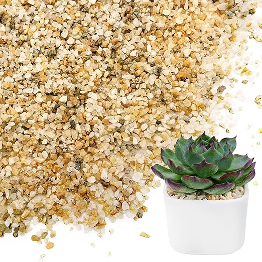 NUPICK 1-2mm Coarse Sand for Plants, 6lb Horticultural Grit for Succulents, Desert Silica Sand for Cactus, Decorative Gravel for Landscaping, Gold Grit for Aquariums, Bonsai, Vases Fillers