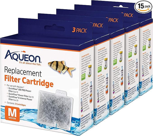 Aqueon Aquarium Fish Tank Replacement Filter Cartridges Medium - 15 pack
