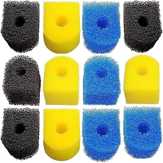 Aquarium Filter Replacement Sponge, Fish Tank Filter Replacement Parts, Including 4 x Coarse Sponge, 4 x Fine Sponge & 4 x Black Sponge