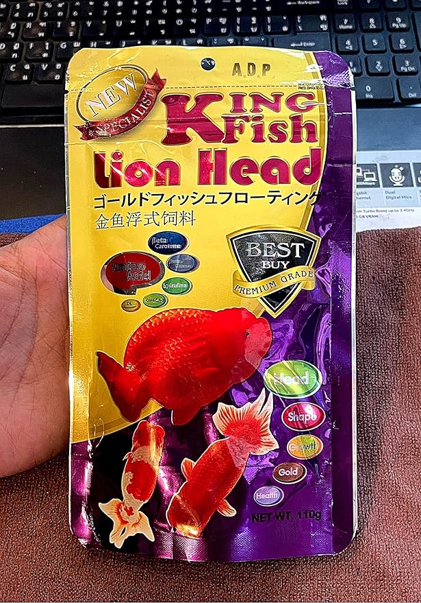 A.D.P. Lion Head UP Formula 100 g, Goldfish Food Sinking Pellet 1.5 mm, High Protein 48.9% Tropical Fish Color Enhancing, Highly Nutritious for Growth Fast Big Muscle & Mass Gain Healthy