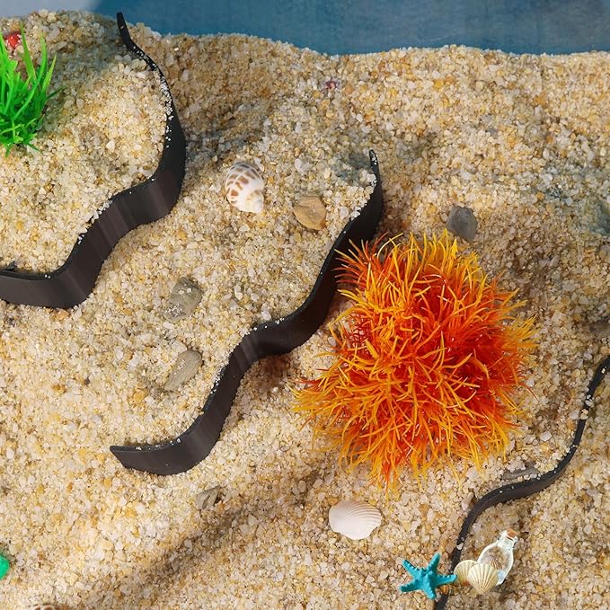 Fish Tank Sand Accumulation Decoration Aquarium Gravel Landscaping Decoration Under Gravel Viewing Playing Decoration for Fish,Shrimp and Other Aquatic Animals (Black,Style 4)