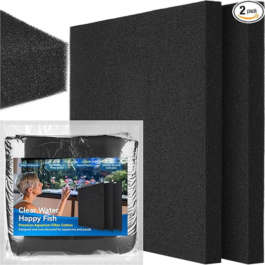 Borlech Aquarium Bio Filter Sponge Pad - Cut-to-Size Aquarium Filter Media for Fish Tank, Pond, Sump - Mechanical & Biological Filtration (18.5"x18.5"x1.6", 50PPI, 2 Pack)