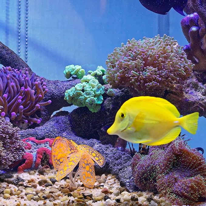 Soft Silicone Glowing Simulation Coral, Fluorescence Aquatic Artificial Water Plants for Aquarium (Orange)