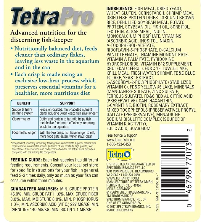 TetraPro Tropical Crisps 6.70 Ounces, Fish Food, Advanced Clear Water Formula (Pack of 2)