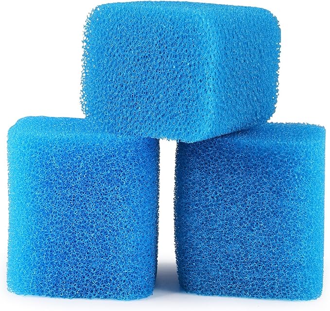 fishkeeper Replacement Filter Sponge for Aquariums (3 Pack), Washable and Reusable Biological Filter Sponge Media for Fish Tanks