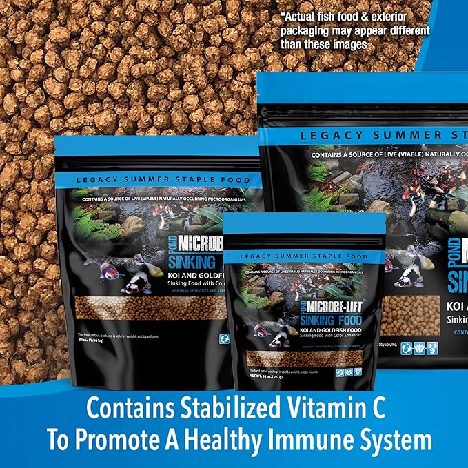 MICROBE-LIFT Sinking Fish Food Pellets for Ponds, Water Gardens, and Fountains, for Live Goldfish and Koi, 40 Pounds