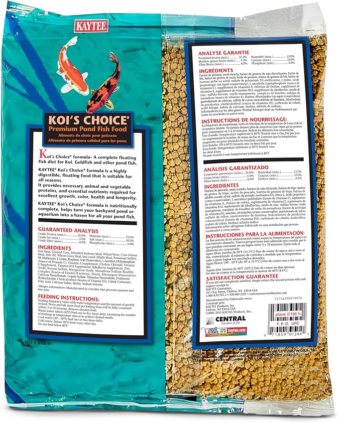 Kaytee Koi’s Choice Koi Floating Fish Food, For Koi, Goldfish and Pond Fish, 3 pounds