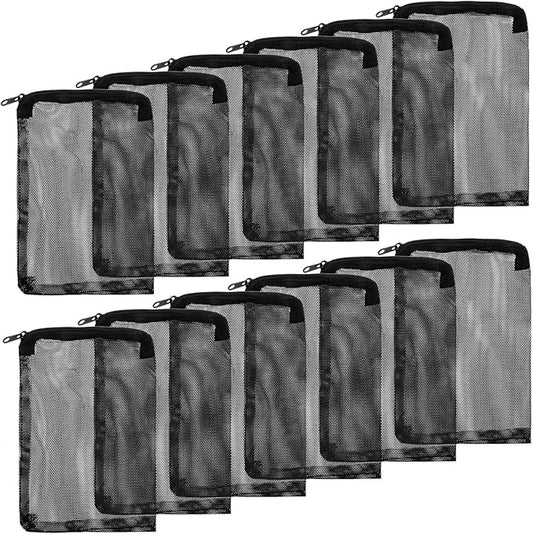 12-Pack Media Bags for Aquarium,Filter Media Bag,Reusable Aquarium Mesh Bag,Aquariums Filters Medias Bags with Zipper Closure for Bio Balls, Ceramic Rings & Filters Stones, Black