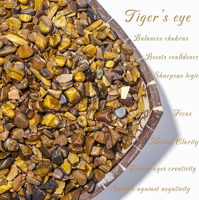 Yellow Tiger Eye Chips Bulk, Poshlished Healing Gemstone, DIY, Vase Filler, Succulent Soil, Creative Pebble, Potting Mix, Garden Decor, Aquarium Gravel & Fish Tank Rocks(Yellow Tiger Eye，1Pound)