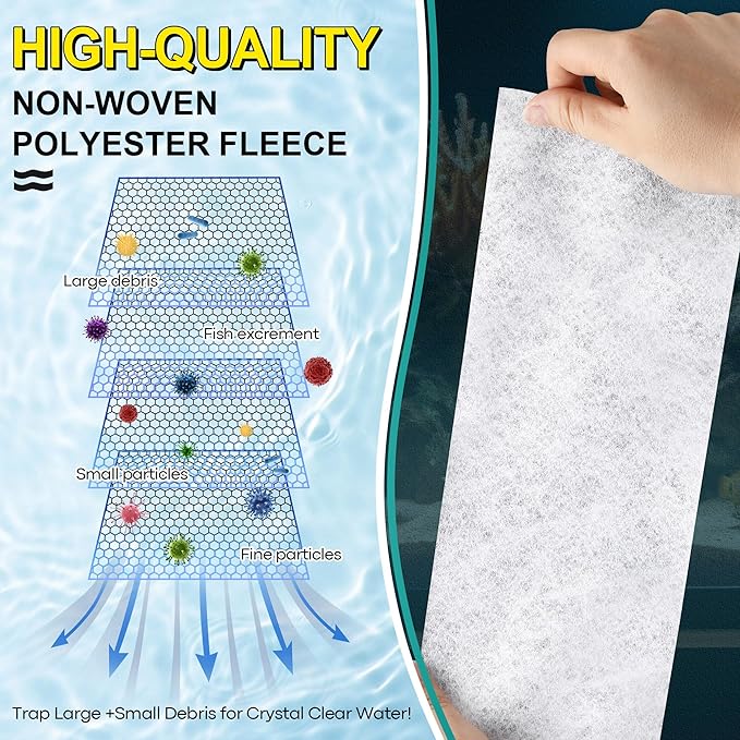 Dreyoo Replacement Fleece Roll Compatible with Reef 500, 92' Long x 4.45" High, High Efficiency Filtration for Reef Aquariums, Easy to Install and Use
