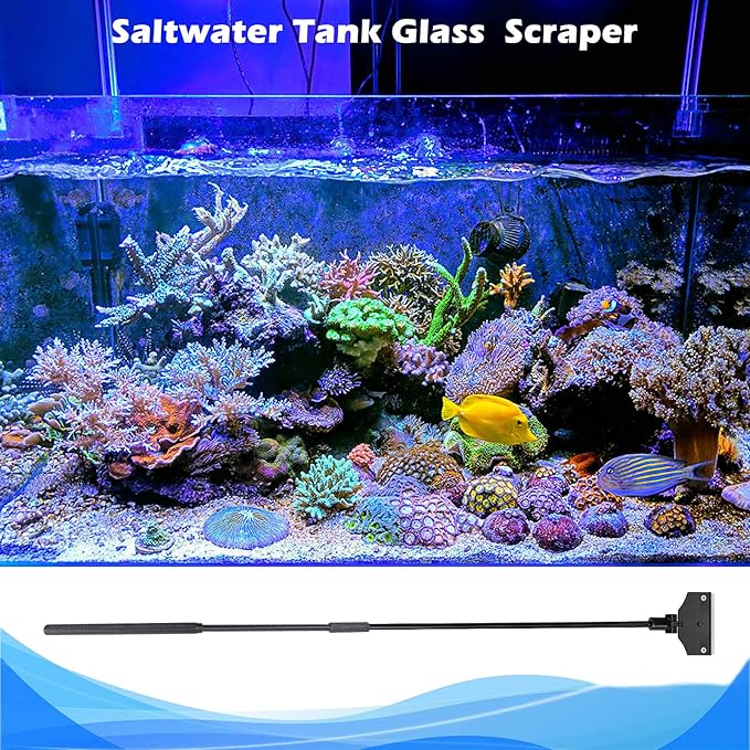 Pronetcus Aquarium Algae Scraper,Aquarium Glass Cleaner,Fish Tank Cleaner, Aquarium Scraper with 10 Blades,26 Inch.