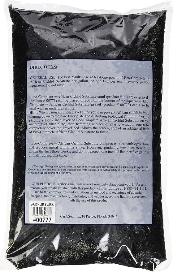 CaribSea Aquatics Eco-Complete African Cichlid Zack Sand, 20-Pound, Black