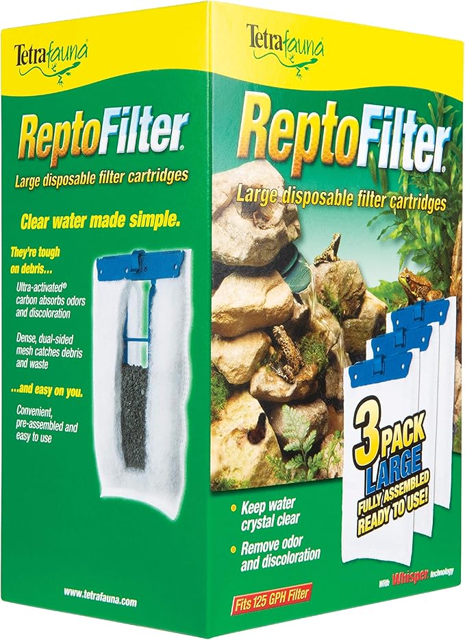 Tetra ReptoFilter Large Filter Cartridges for Terrariums, 3 Count, Fits TetraFauna ReptoFilter 50 gal