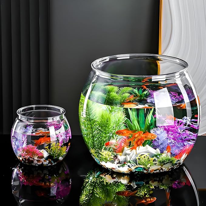 2pcs Plastic DIY Fish Bowls - 135oz Round Clear Fish Tanks 1 Gallon Aquarium, Hydroponic Planter, and Multi-Use Container for Flower Vase, Carnival Prizes, Party Centerpieces, and Home Decor