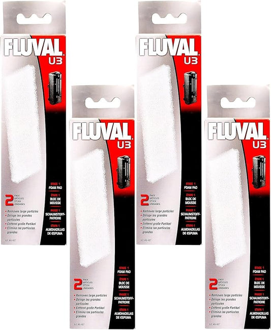 (4 Pack) Fluval U3 Underwater Filter Foam Pads, 2 Pads each