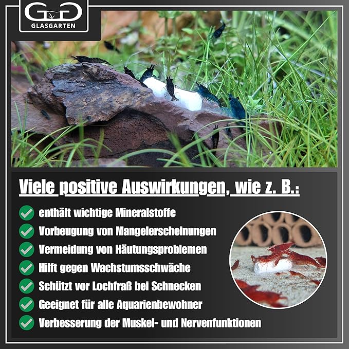 GlasGarten Mineral Junkie Bites (Sticks) for Shrimps, Crayfish, Crabs, Snails (50g)