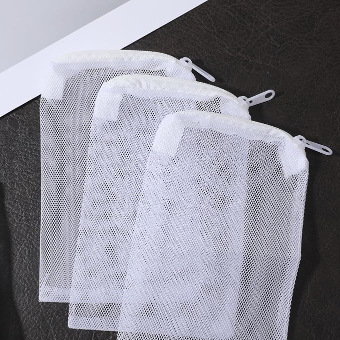 10 Pcs Aquarium Media Bag 6" X 4" Reusable Filter Bags for Fish Tank Fine Mesh Bags with Zipper for Fine Resins Filter