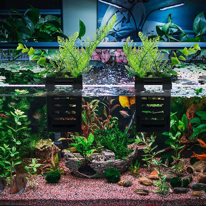 Dandat 8 Pcs Aquarium Plant Holder Hanging Aquarium Planter Cup with Different Size of Holder Aquatic Plant Pot Aquascape Decorations Accessories for Fish Tank
