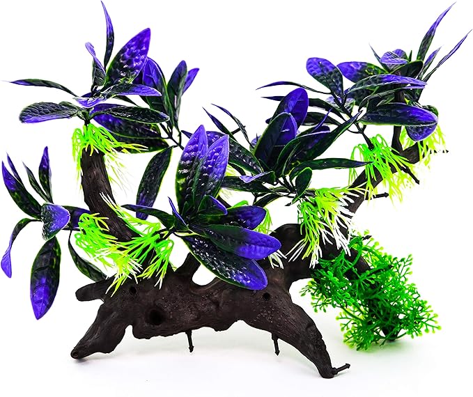 AQUA KT Aquarium Landscape Simulation Artificial Plant Purple, Plastic Plant for Fish Tank Decoration, Aquatic Water Plant, Fish Bowl Ornament
