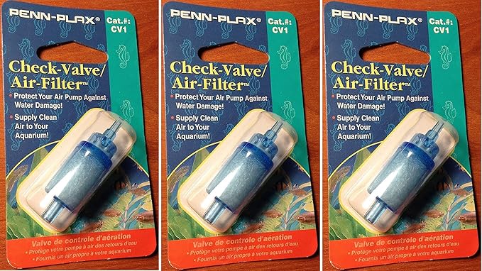 Penn Plax CV1 Check Valve with Air Filter for Aquariums (3 Pack)