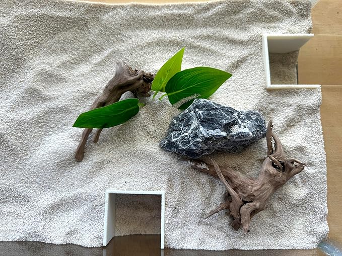 LifeWithPets Aquarium Undergravel Fish Shrimp Reptile Corner Tunnel Fish Hide Fish Cave Reptile Hide Under Gravel Viewing Tunnel Size 8.25"x 8.25" Made in The USA