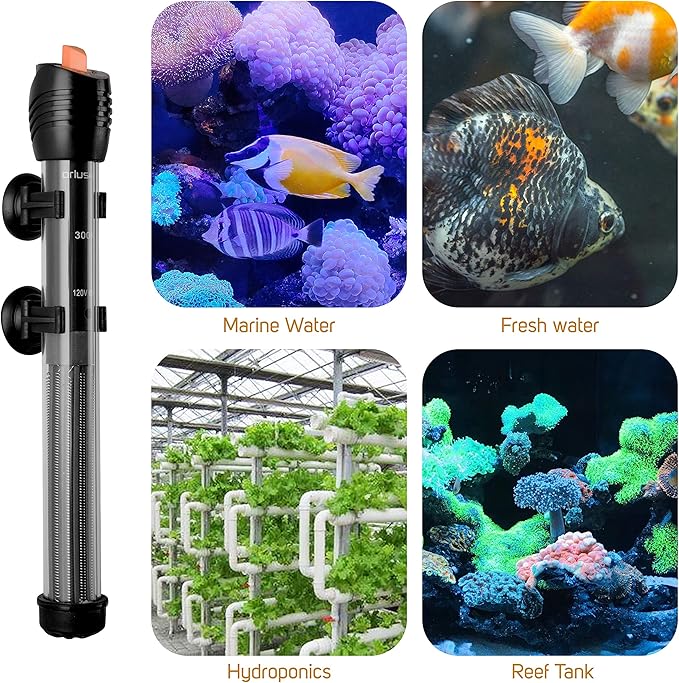 Orlushy Submersible Aquarium Heater, Adjustable Fish Tahk Heater with Free Thermometer Suitable for Marine Saltwater and Freshwater