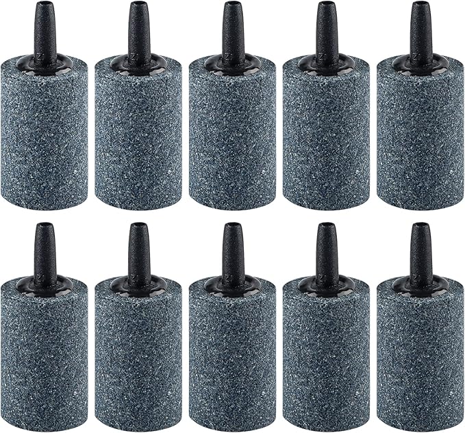 Pawfly Aquarium 1.2 Inch Air Stone Cylinder Bubble Diffuser Release Tool for Nano Air Pumps Small Buckets Fish Tanks and Outdoor Garden DWC Reservoirs, 10 Pack