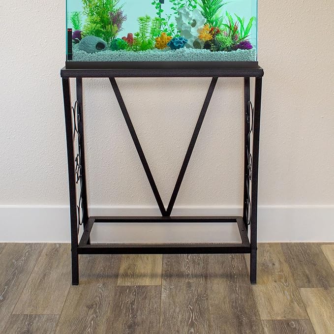 Aquatic Fundamentals 20 Gallon Metal Aquarium Stand, 24.3" L x 12.5" W, Black