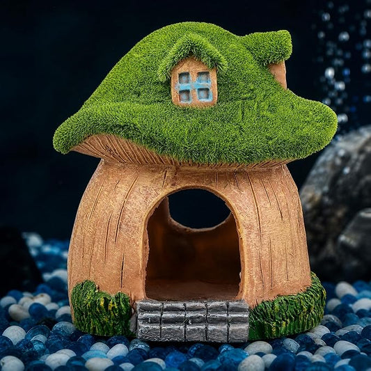 POPETPOP Aquarium Mushroom Fish Hideout - Resin Fish Tank Caves, Hamster Mushroom House, Fish and Shrimp Shelter Landscape Cave for Christmas Fish Tank Decorations