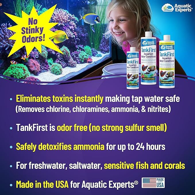 TankFirst Complete Aquarium Water Conditioner - Fish Water Conditioner, Instantly Removes Chlorine, Chloramines, and detoxifies Ammonia from Fish Tank (TankFirst Concentrate, 500 ml)